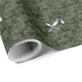 Silver Sagittarius Zodiac Woodland Digital Camo Cadeaupapier (Rol Hoek)