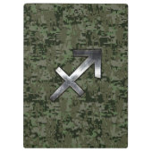 Silver Sagittarius Zodiac Woodland Digital Camo Klembord (Achterkant)