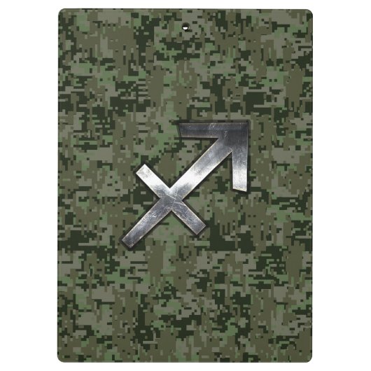 Silver Sagittarius Zodiac Woodland Digital Camo Klembord (Achterkant)