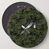Silver Sagittarius Zodiac Woodland Digital Camo Ronde Button 6,0 Cm (Voorkant /achterkant)