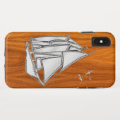 Silver Sail Boat op Teak Veneer Decor Case-Mate iPhone Case (Achterkant (horizontaal))