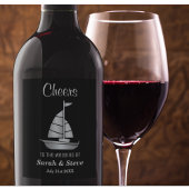 Silver Sailboat Nautical Wedding Wine Labels Wijn Etiket