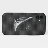 Silver Sailboat Regatta over koolstofvezel Case-Mate iPhone Case (Achterkant (horizontaal))
