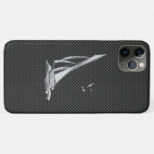 Silver Sailboot op het koolstofvezeldecor Case-Mate iPhone Case (Achterkant (horizontaal))