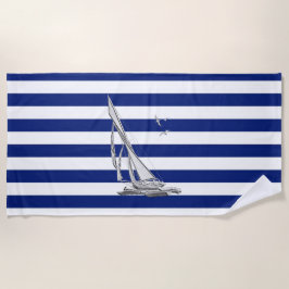 Silver Sailing op het Nautical Stripes Decor Strandlaken