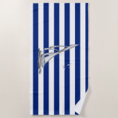 Silver Sailing op het Nautical Stripes Decor Strandlaken (Voorkant)