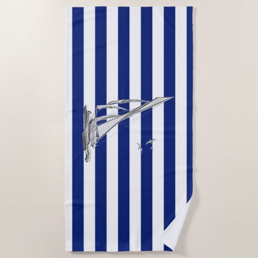 Silver Sailing op het Nautical Stripes Decor Strandlaken (Voorkant)