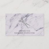 Silver Salon Hair Stylist Scissors Grey Marble Visitekaartje (Achterkant)