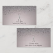 Silver Salon Stylist Scissors Roze Glitter Sparkle Visitekaartje (Voorkant / Achterkant)