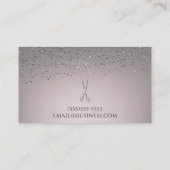 Silver Salon Stylist Scissors Roze Glitter Sparkle Visitekaartje (Achterkant)