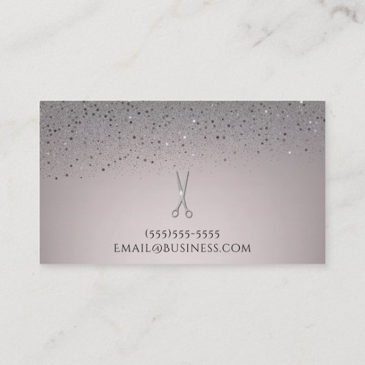 Silver Salon Stylist Scissors Roze Glitter Sparkle Visitekaartje (Achterkant)