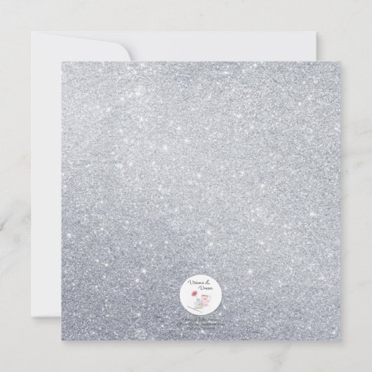 Silver & Sapphire Blue Sparkly verjaardagsuitnodig Kaart (Achterkant)