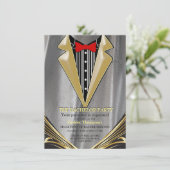 Silver satin & Gold flower Bachelor-uitnodiging (Staand voorkant)