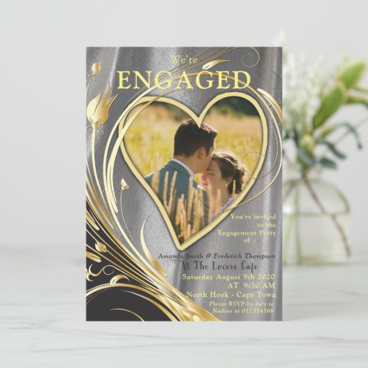 Silver Satin & Gold flower Splendor Kaart (Staand voorkant)