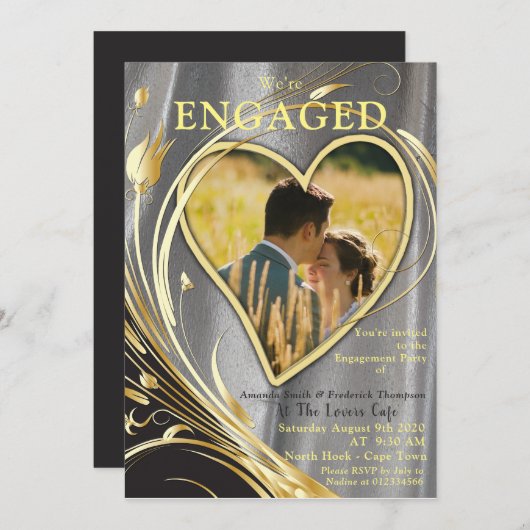 Silver Satin & Gold flower Splendor Kaart (Voorkant / Achterkant)