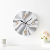 Silver Satin Wall Clock Grote Klok (Huis)