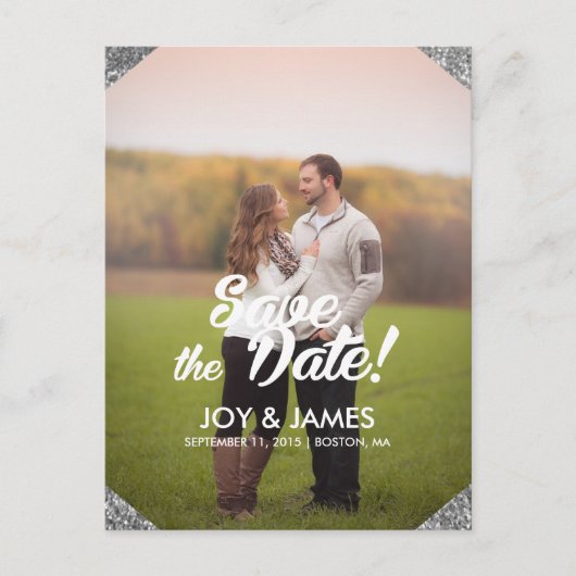 Silver Save the Date Aankondiging op maat (Voorkant)