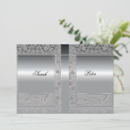 Silver Save the Date Invitation (Staand voorkant)