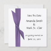 Silver Save the Date met Paars lint (Voorkant)