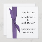 Silver Save the Date met Paars lint (Voorkant / Achterkant)