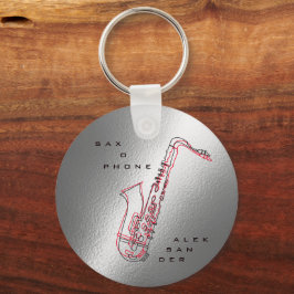Silver Saxophone Illustratie Moderne saxofonist Sleutelhanger