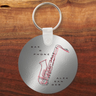 Silver Saxophone Illustratie Moderne saxofonist Sleutelhanger