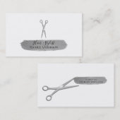 Silver Scissor Glitter Brush Chic Hair Stylist Visitekaartje (Voorkant / Achterkant)