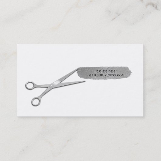 Silver Scissor Glitter Brush Chic Hair Stylist Visitekaartje (Achterkant)