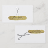 Silver Scissors Gold Glitter Brushair Stylist Visitekaartje (Voorkant / Achterkant)