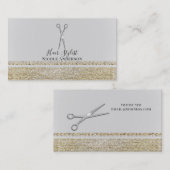 Silver Scissors Gold Sparkle Chic Hair Stylist Visitekaartje (Voorkant / Achterkant)
