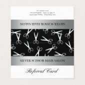 Silver Scissors Hair Salon Referral Kaart Visitekaartje (Buitenkant ongevouwen)