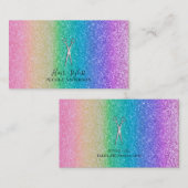 Silver Scissors Rainbow Glitter Hair Stylist Visitekaartje (Voorkant / Achterkant)