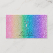 Silver Scissors Rainbow Glitter Hair Stylist Visitekaartje (Voorkant)