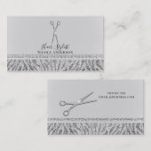 Silver Scissors White Grey Zebra Chic Hair Stylist Visitekaartje (Voorkant / Achterkant)