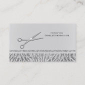 Silver Scissors White Grey Zebra Chic Hair Stylist Visitekaartje (Achterkant)