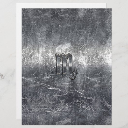 Silver Scorpio Zodiac Sign Distress Metal Style (Voorkant / Achterkant)