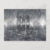 Silver Scorpio Zodiac Sign Distress Metal Style Briefkaart (Voorkant)