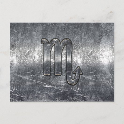 Silver Scorpio Zodiac Sign Distress Metal Style Briefkaart (Voorkant)