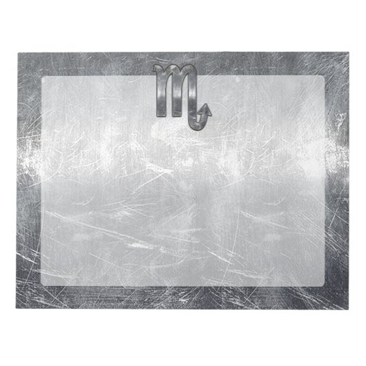Silver Scorpio Zodiac Sign Distress Metal Style Notitieblok (Voorkant)