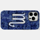 Silver Scorpio Zodiac Sign on Blue Camo Case-Mate iPhone Case (Achterkant (horizontaal))