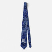 Silver Scorpio Zodiac Sign on Blue Camo Stropdas (Voorkant)