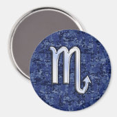 Silver Scorpio Zodiac Sign on Navy Blue Camo Magneet (Voorkant / Achterkant)