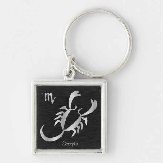 Silver Scorpio Zodiac Sign Sleutelhanger (Voorkant)