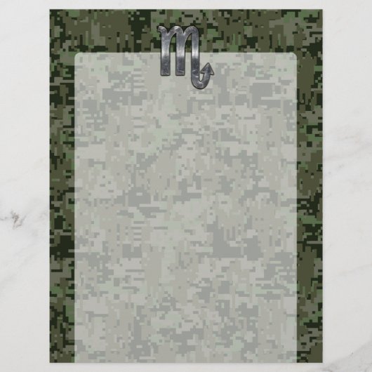 Silver Scorpio Zodiac Sign Woodland Digital Camo (Voorkant)