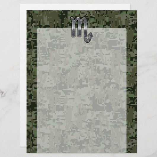 Silver Scorpio Zodiac Sign Woodland Digital Camo (Voorkant / Achterkant)