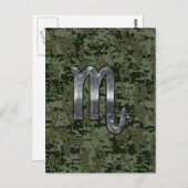 Silver Scorpio Zodiac Sign Woodland Digital Camo Briefkaart (Voorkant / Achterkant)