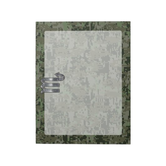 Silver Scorpio Zodiac Sign Woodland Digital Camo Notitieblok (Linkerzijde)