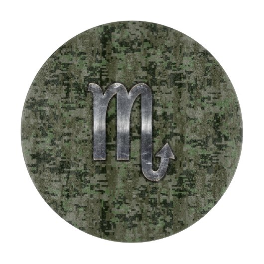 Silver Scorpio Zodiac Sign Woodland Digital Camo Snijplank (Voorkant)