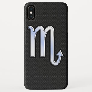 Silver Scorpio Zodiac Sign zwarte slangenhuid iPhone XS Max Hoesje