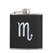 Silver Scorpio Zodiac Sign zwarte slangenhuid Heupfles (Voorkant)